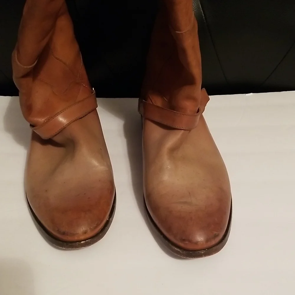 Golden Goose Carlyle Leather Boots Cognac Brown Distressed Vintage Style